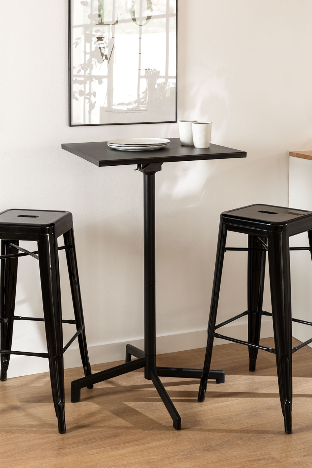 Mesa de bar negra moderna, mesa de comedor de cocina, mesa redonda de pub  para comedor, mesa de cocina para el hogar, mesa de bar, mesa alta (tamaño  