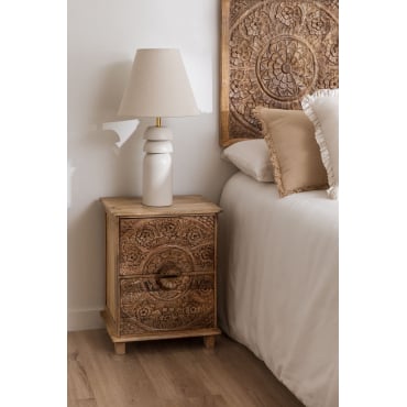 Mesita De Noche Con Cajones En Madera De Mango Wiluna Madera Mango - Sklum