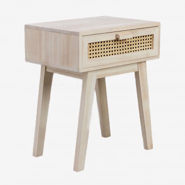 Mesita De Noche Con Cajón En Madera Ralik Design Madera Natural - Sklum