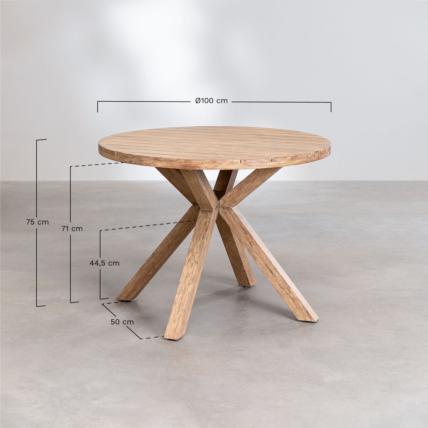Set de Mesa Redonda en Madera (Ø100 cm) Naele y 4 Sillas de Comedor Barker , medidas