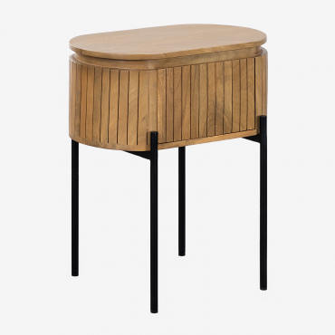 Mesita De Noche 55x40 Cm En Madera De Mango Analis Madera Mango - Sklum