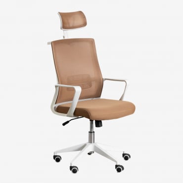 Silla De Oficina Con Ruedas Y Reposabrazos En Polipropileno Teill Colors Marrón Camel Claro - Sklum