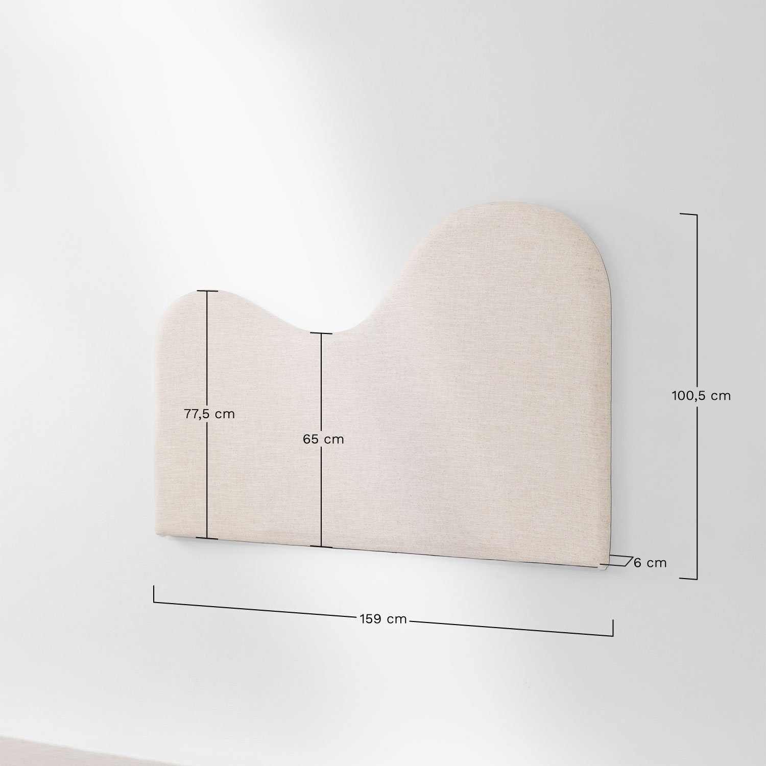 Cabecero para cama de 150 cm Barina, medidas