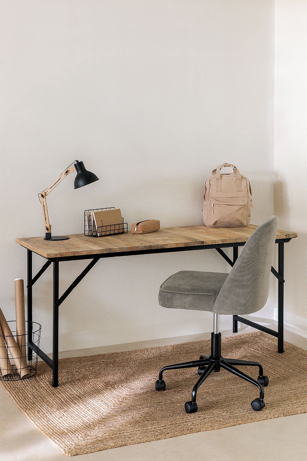 Mesa de escritorio plegable madera color natural