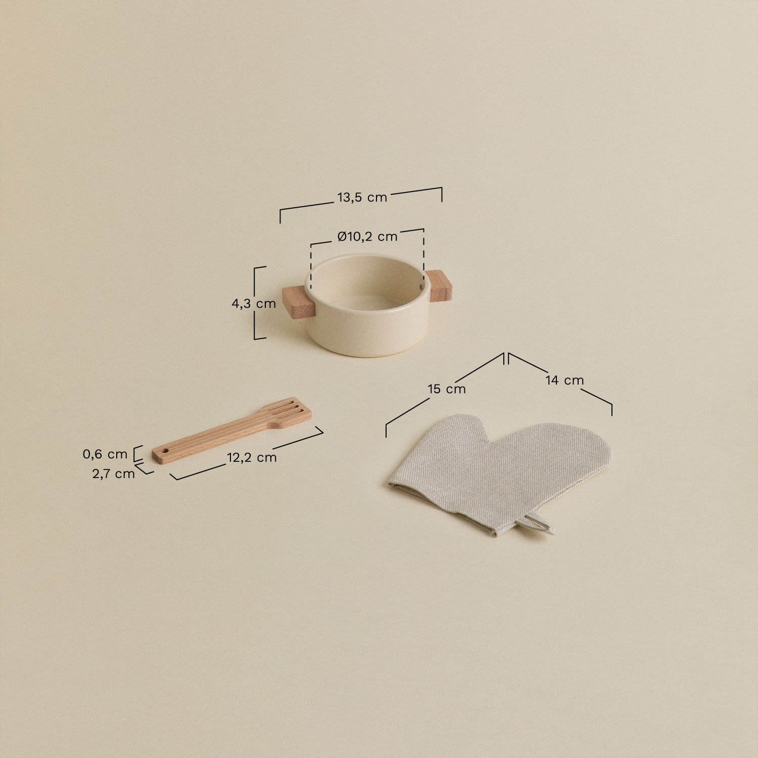 Utensilios cocinita en madera Drisy Kids  , medidas