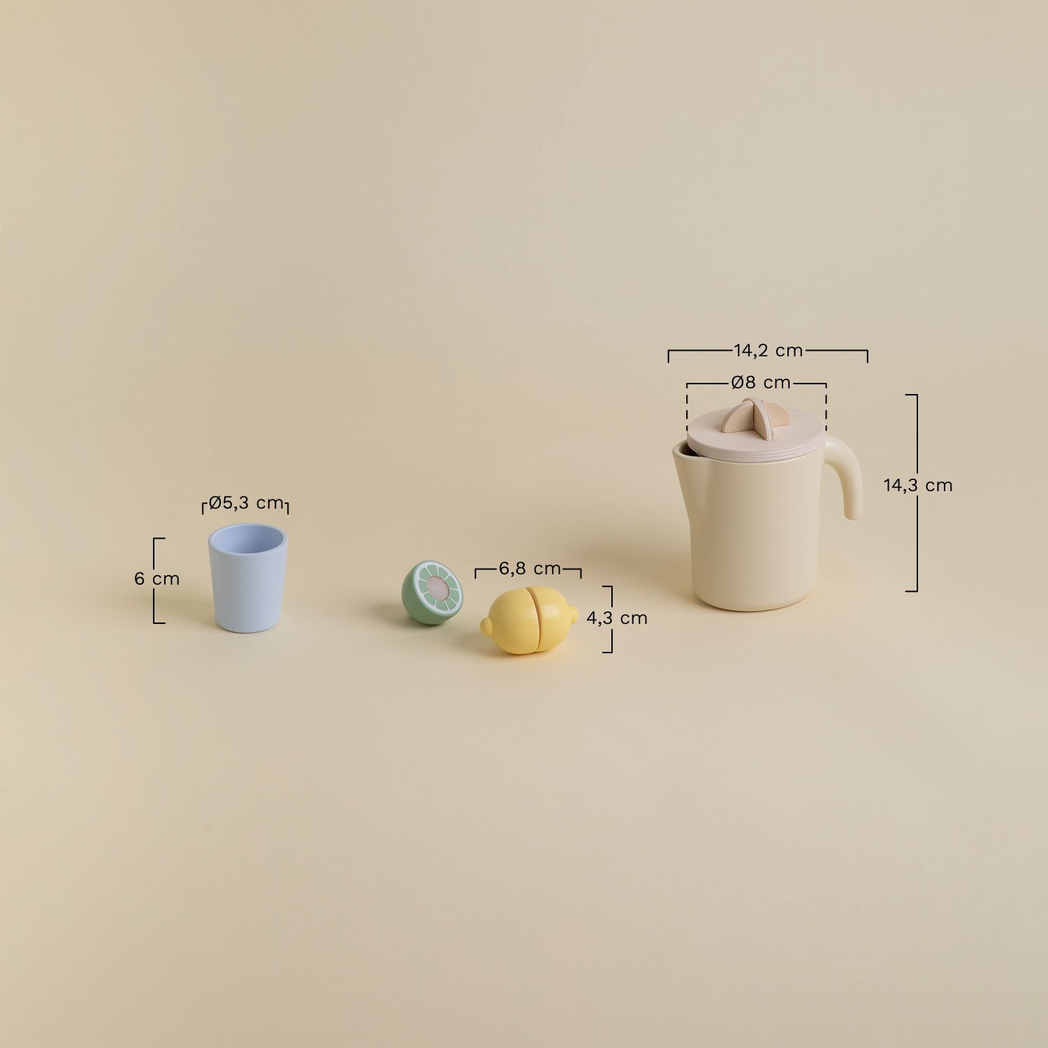 Set para limonada en madera Drewy Kids  , medidas