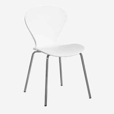 Pack De 4 Sillas De Comedor Apilables Uit Blanco & Gris Cromado - Sklum