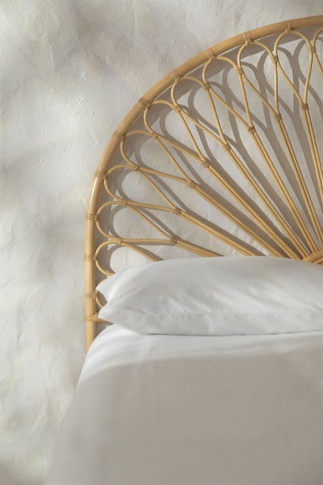 Cabecero para cama de 150cm en ratán marrón natural Nucdari