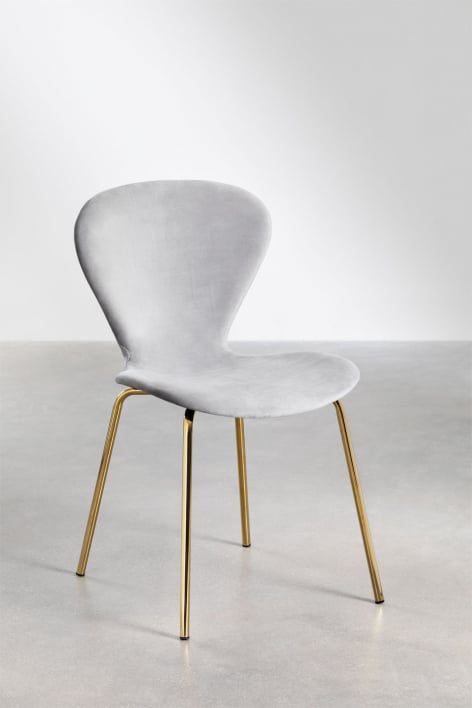 Pack de 4 Sillas de Comedor Apilables en Terciopelo Uit - Gris Claro