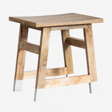 Taburete Bajo En Madera De Mango Pid Blanco - Sklum