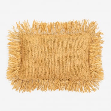 Cojín Rectangular 30x50 Cm De Rafia Trenzada Doncka Natural - Sklum