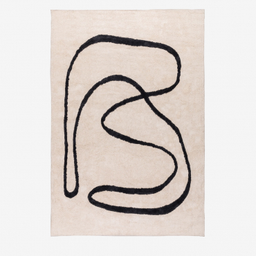 Alfombra Rectangular 205x310 Cm En Algodón Kloud Beige Crema - Sklum