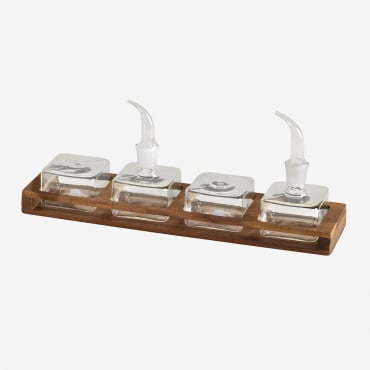Set De Aceitera Y Vinagrera En Vidrio Y Madera De Acacia Cetril Transparente - Sklum