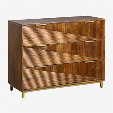 Cómoda 110x40 Cm En Madera De Mango Baty Madera Mango Oscura - Sklum
