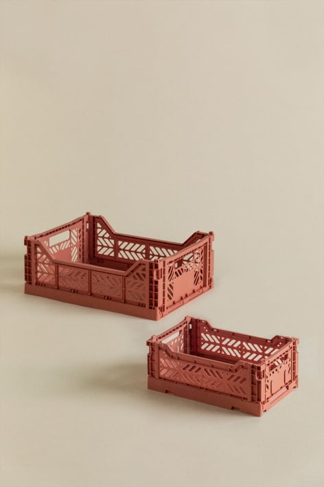 Set de 2 cajas plegables y apilables de plástico Doli - Terracota