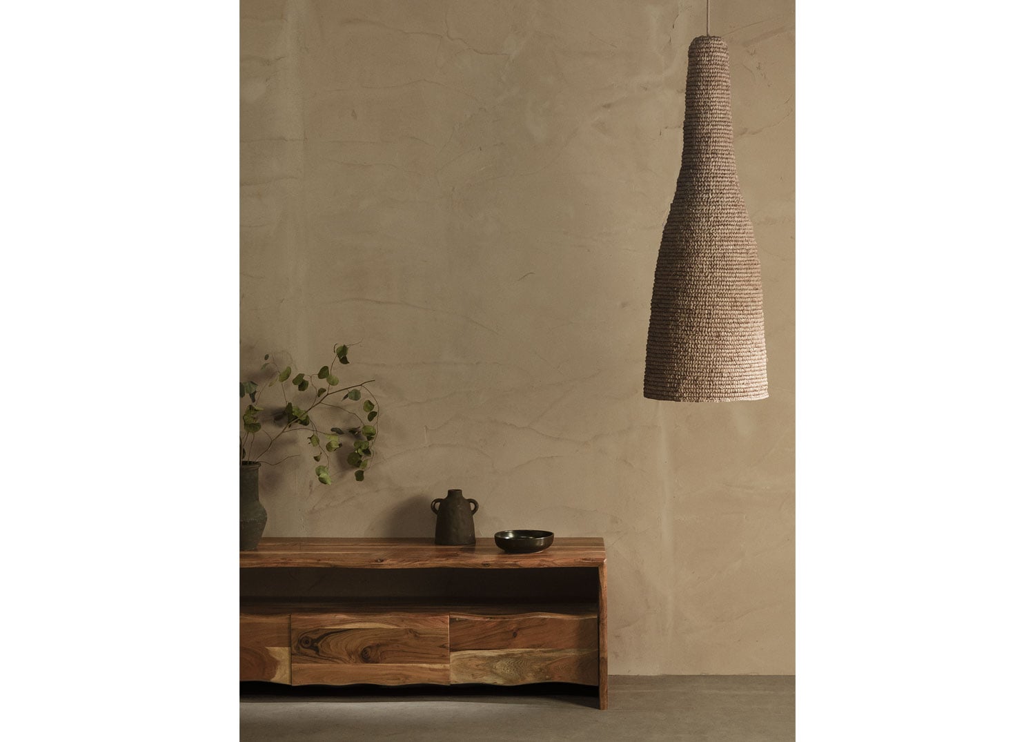 Lámpara colgante de ratán natural