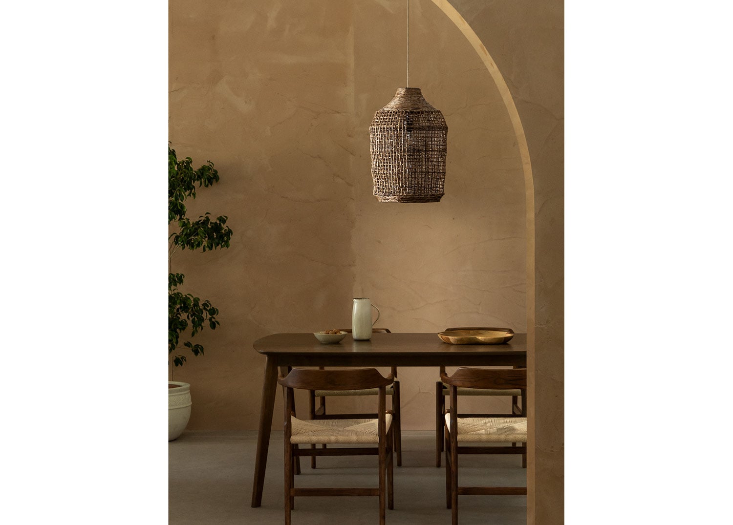 Lámpara colgante de mimbre natural