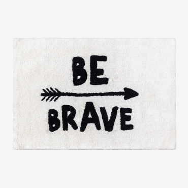 Alfombra Rectangular 60x90 Cm En Algodón Brave Kids Blanco - Negro - Sklum