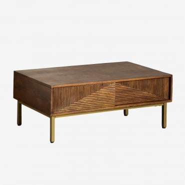 Mesa De Centro Rectangular 100x60 Cm En Madera De Mango Baty Madera Mango Oscura - Sklum