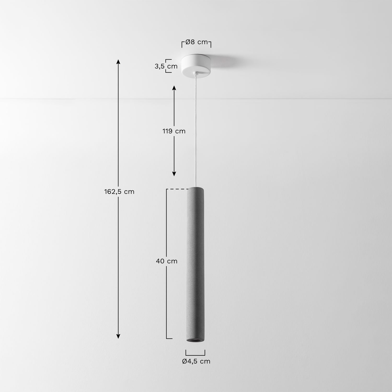 Lámpara de Techo LED en Cemento Amewa , medidas