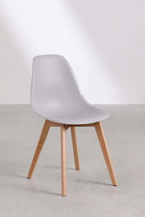 Pack de 4 sillas de comedor en polipropileno y madera de haya Scand Nordic - Gris Claro