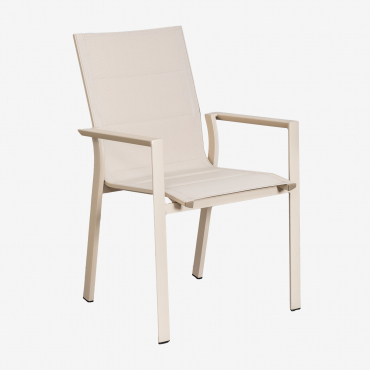 Pack De 2 Sillas De Jardín Apilables Con Reposabrazos En Aluminio Karena Beige Tapioca - Sklum