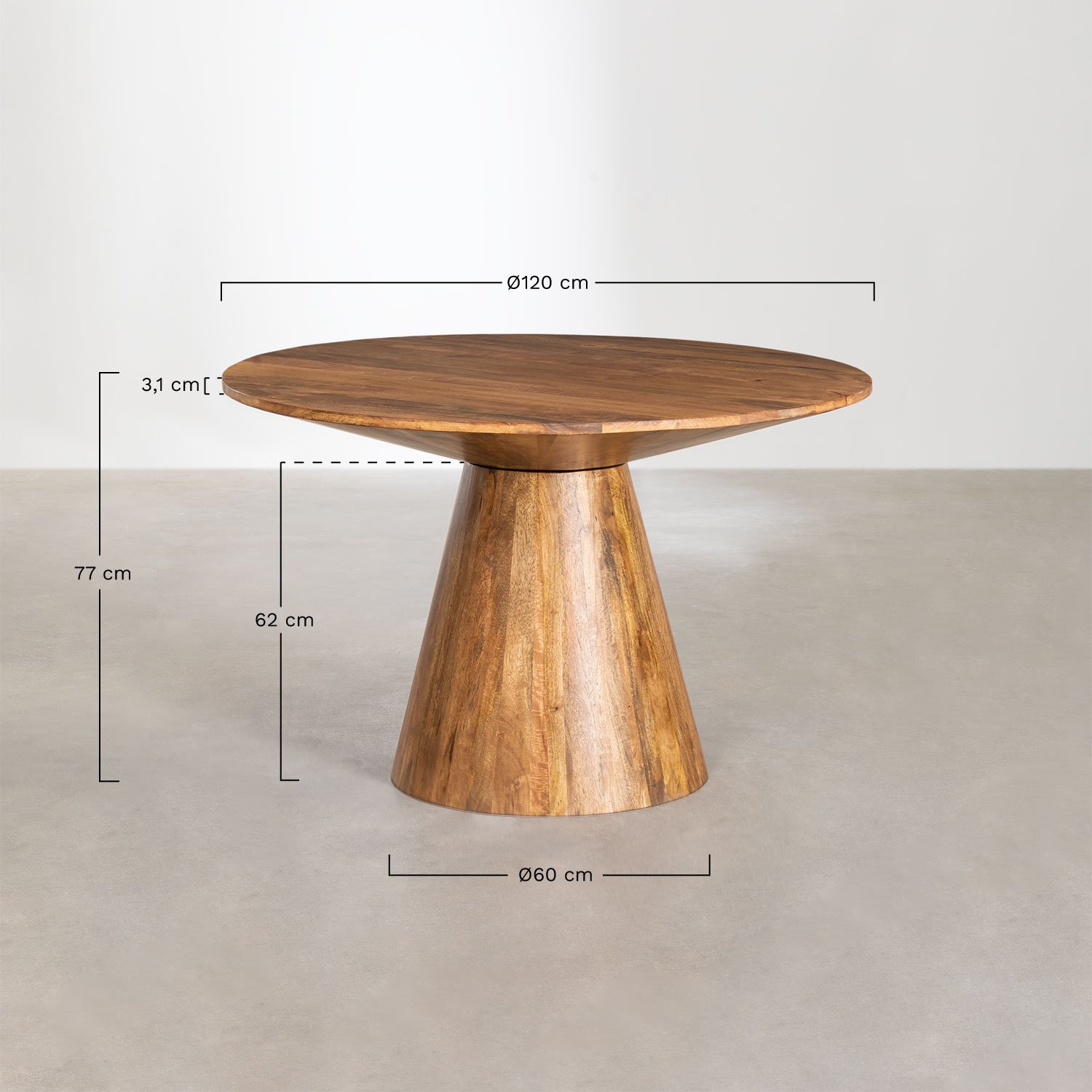 Mesa de Comedor Redonda en Madera de Mango (Ø120 cm) Laysa - SKLUM