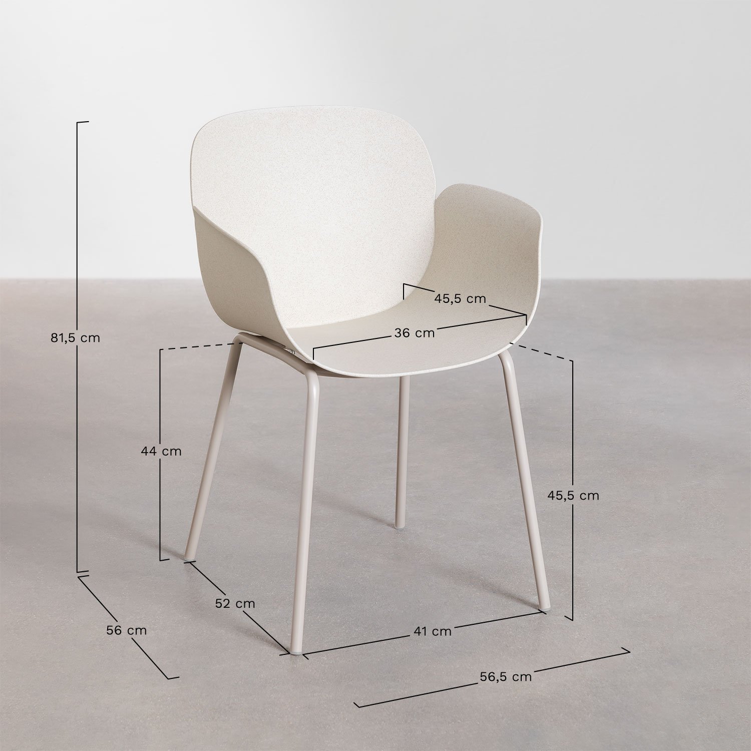 Silla de comedor en polipropileno y hierro Lynette , medidas