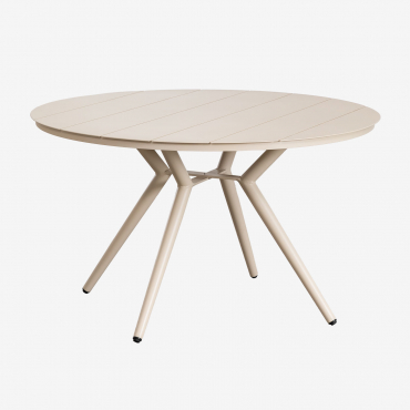 Mesa De Jardín Redonda En Aluminio Valerie Beige Tapioca & Ø125 Cm - Sklum