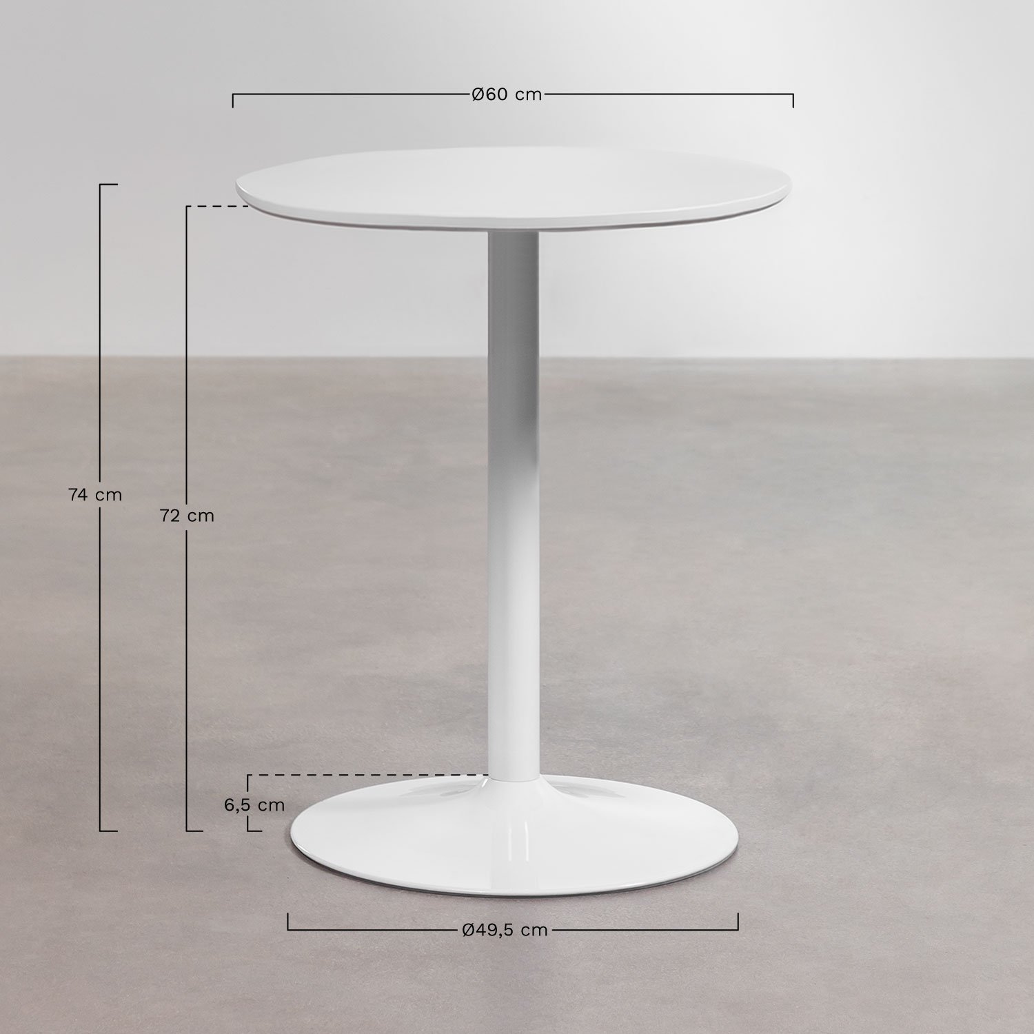 Mesa de comedor redonda en MDF y hierro Yvetta     , medidas