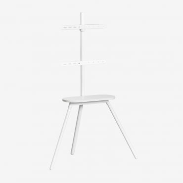 Soporte De Pie Trípode Para Tv En Acero Y Madera Franzier Blanco - Sklum