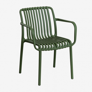 Pack De 2 Sillas De Jardín Con Reposabrazos En Polipropileno Wendell Verde Pesto - Sklum
