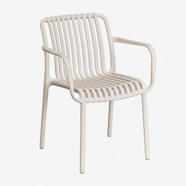 Silla De Comedor Con Reposabrazos En Polipropileno Wendell Beige Tapioca - Sklum