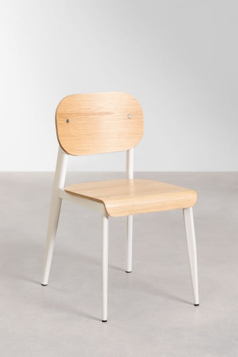Pack de 4 Sillas de Comedor en chapa de roble y hierro And - Blanco