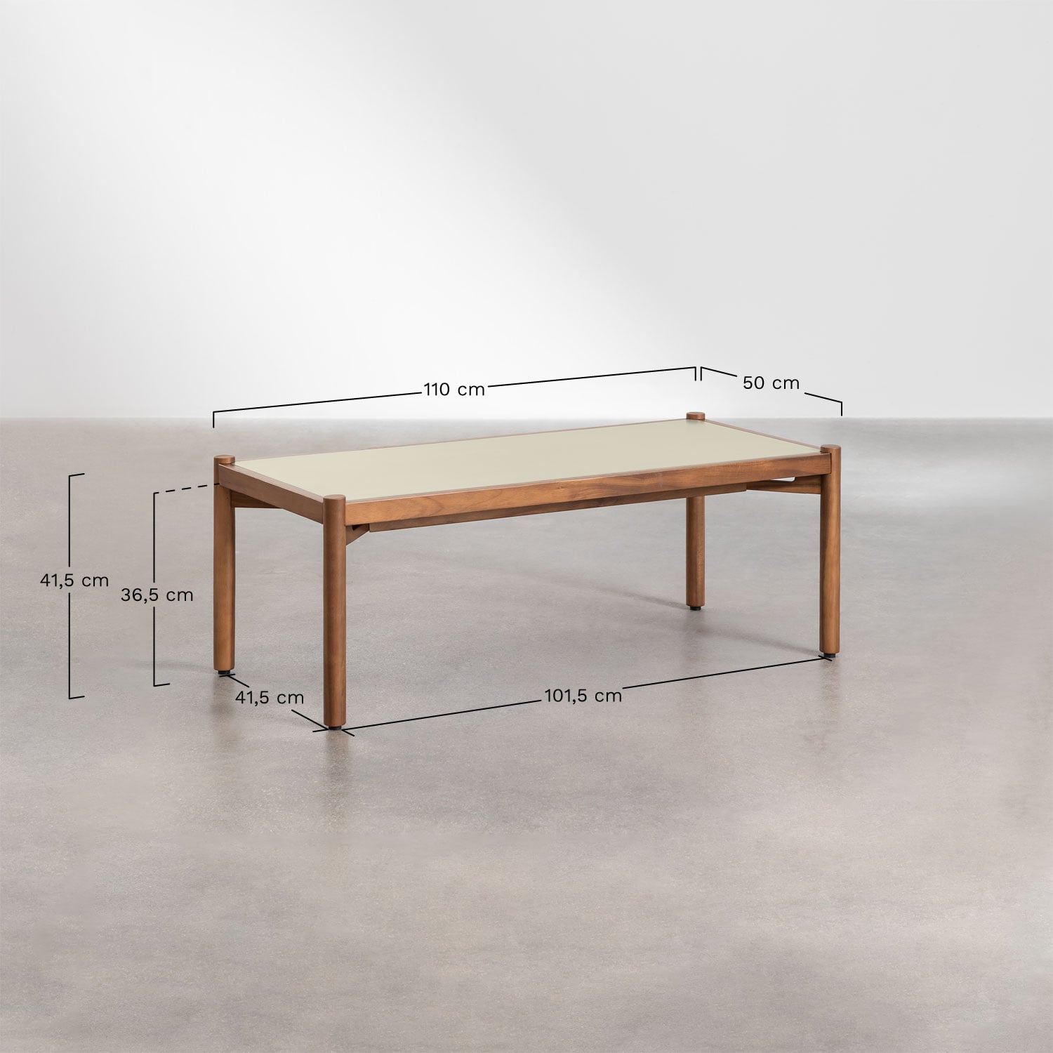 Mesa de centro en cemento y madera de acacia Gamila , medidas