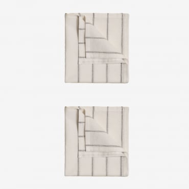 Pack De 2 Servilletas En Lino Y Algodón Yersek Blanco Roto - Sklum