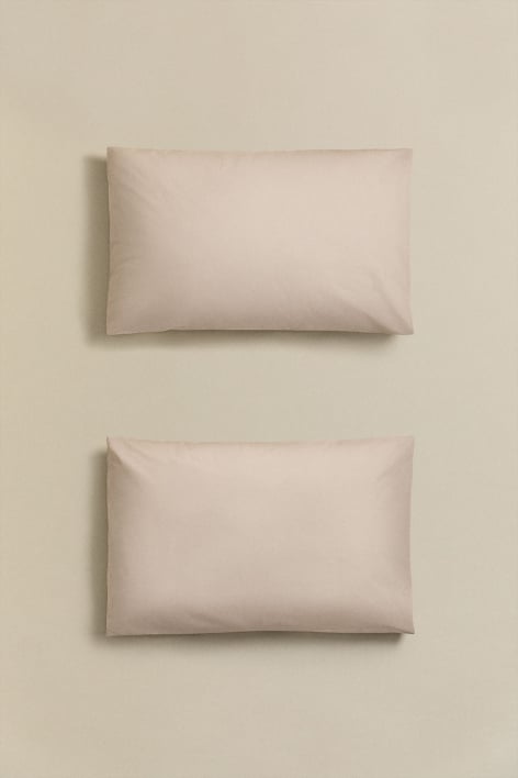 Set de 2 fundas de almohada en algodón percal de 180 hilos Lesia