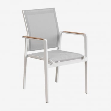 Pack De 4 Sillas De Jardín Apilables Con Reposabrazos En Aluminio Elvira Blanco - Sklum