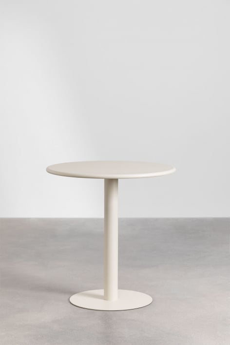 Mesa de jardín redonda Ø70 cm en hierro Mizzi - Beige Tapioca