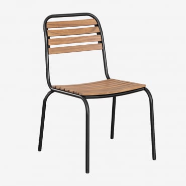 Silla De Comedor Apilable En Acero Y Madera De Acacia Artus Negro - Sklum