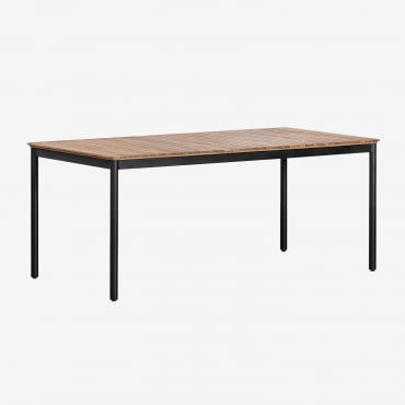 Mesa De Comedor Rectangular 160x90 Cm En Acero Y Madera De Acacia Artus Negro - Sklum