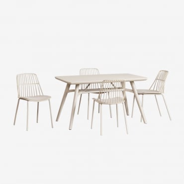 Set De Mesa Rectangular (134x78 Cm) Scand Y 4 Sillas De Jardín Maeba Beige Tapioca - Sklum