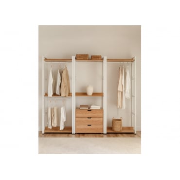 Armario Modular Abierto de 3 Piezas con Cajones en Acero y Madera Ariaster