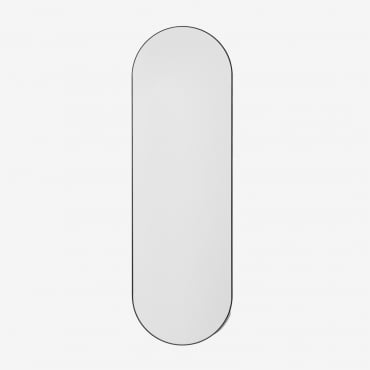 Espejo De Pared Ovalado 50x160 Cm En Mdf Nuseiva Negro - Sklum