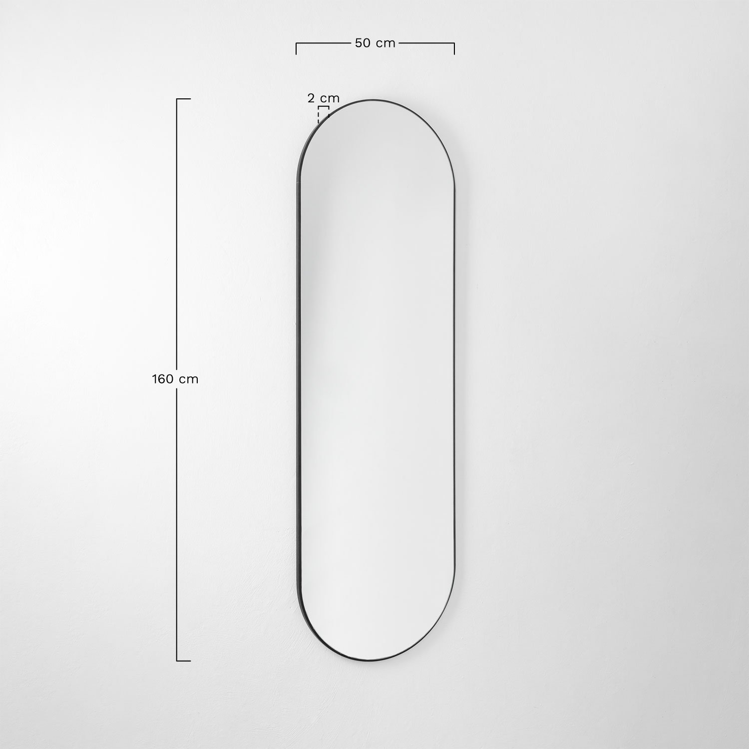 Espejo de pared 50x160 cm Nuseiva, medidas