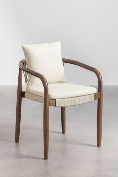 Pack de 2 sillas de jardín con reposabrazos en acacia Giulia - Marrón Acacia Oscuro