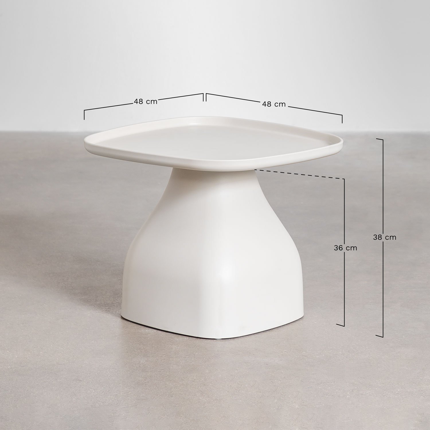 Mesa auxiliar cuadrada 50x50 cm en polipropileno Jubarri , medidas