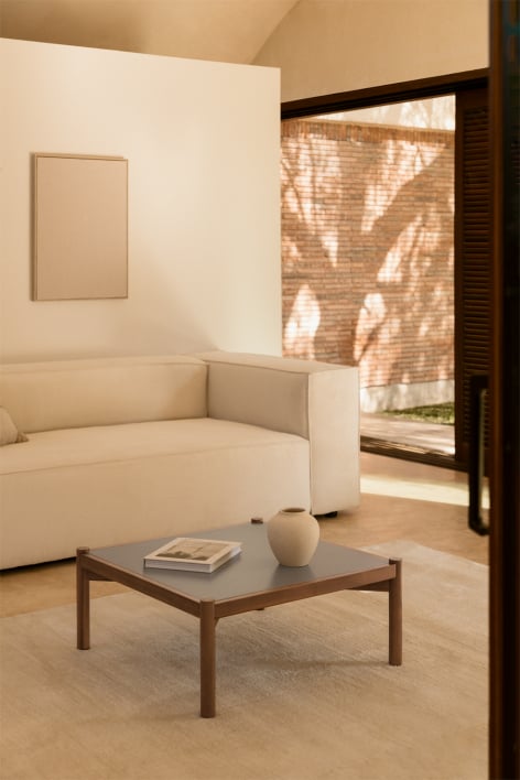 Mesa de centro en cemento y madera de acacia Gamila