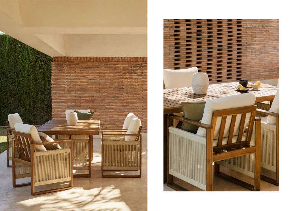 Mesa de jardín rectangular 200x100 cm en madera de acacia Nayely