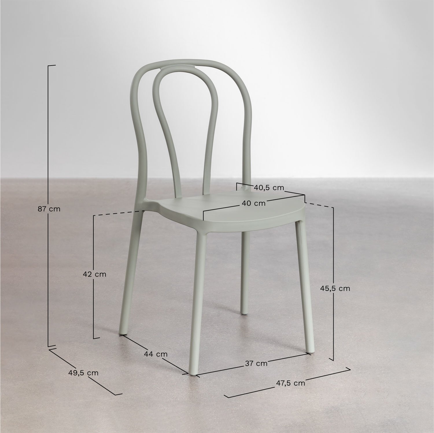 Silla de comedor apilable en polipropileno Mizzi , medidas